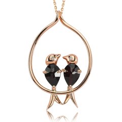 Pırlanta Garnetli Kuş Kolye