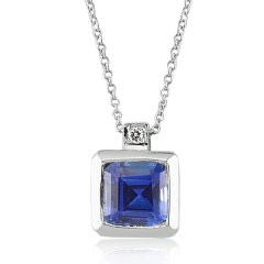 Pırlantalı Safir Kolye