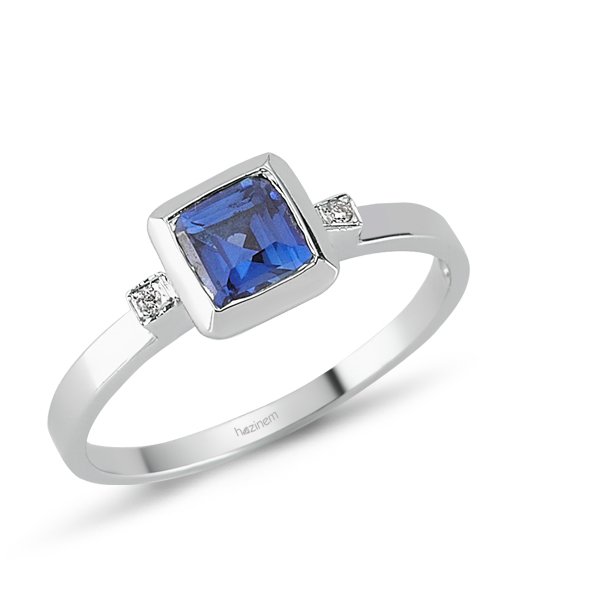 Pırlanta Safirli Yüzük