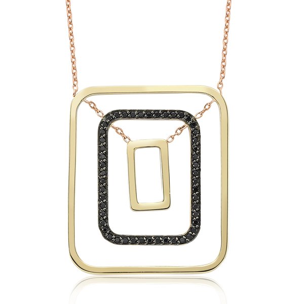 Siyah Safirli Rectangle Kolye