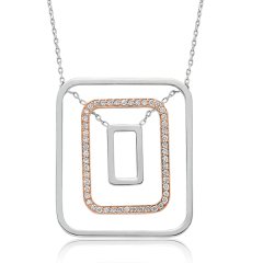 Pırlanta Rectangle Kolye