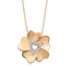 Pırlanta Çiçek Kalp Kolye