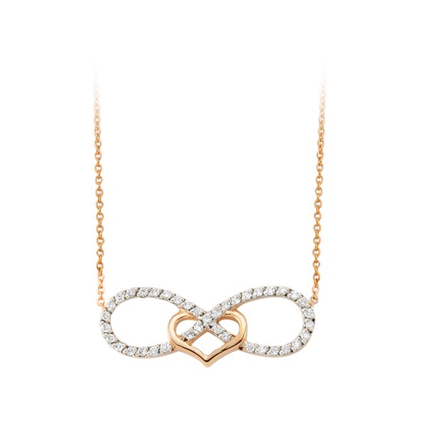 Pırlanta Kalpli Sonsuzluk Kolye