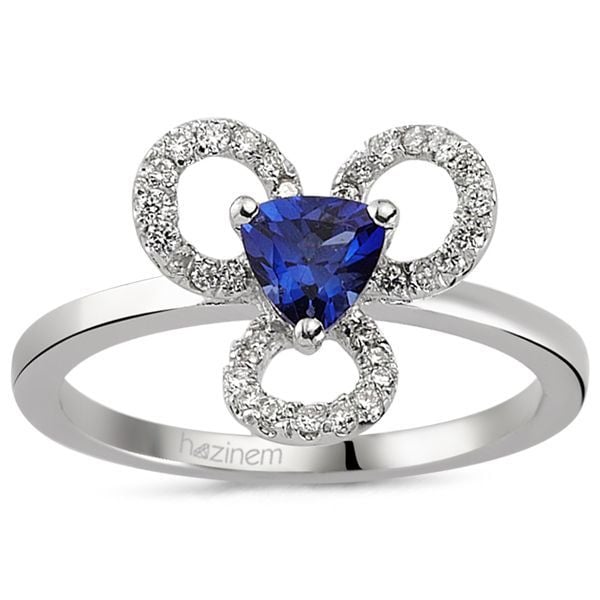 Pırlanta Safirli Yüzük