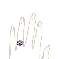 Pırlanta Ametist Çiçek Yüzük