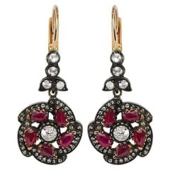 Elmas Pırlantalı Yakut Küpe