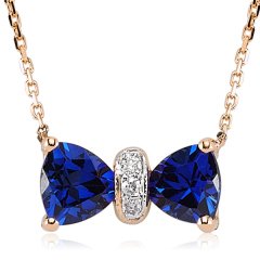 Pırlanta Safirli Bluecharm Kolye